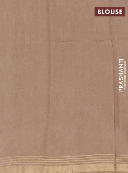 Semi bamboo saree military green with stripes pattern and zari woven border