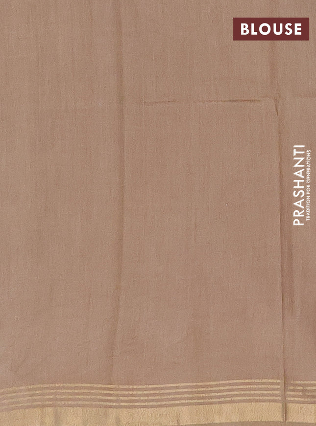 Semi bamboo saree military green with stripes pattern and zari woven border