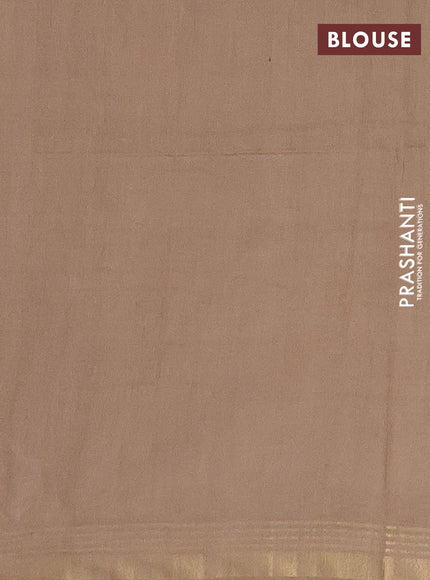 Semi bamboo saree peacock blue with stripes pattern and zari woven border