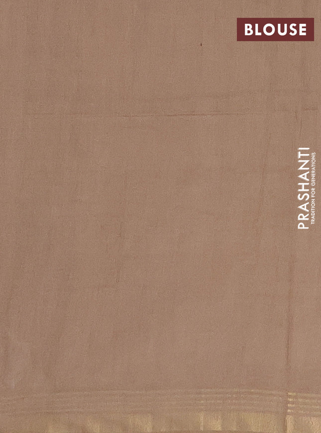 Semi bamboo saree peacock blue with stripes pattern and zari woven border