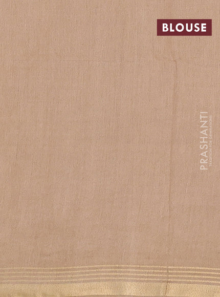 Semi bamboo saree mustard yellow and sandal with stripes pattern and zari woven border