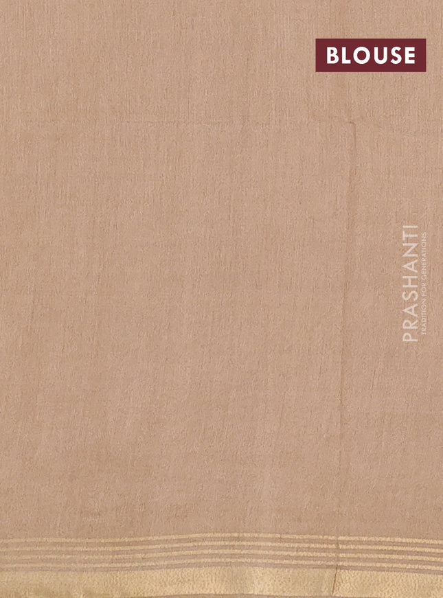 Semi bamboo saree mustard yellow and sandal with stripes pattern and zari woven border