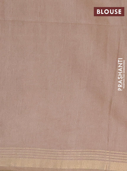 Semi bamboo saree black and sandal with stripes pattern and zari woven border