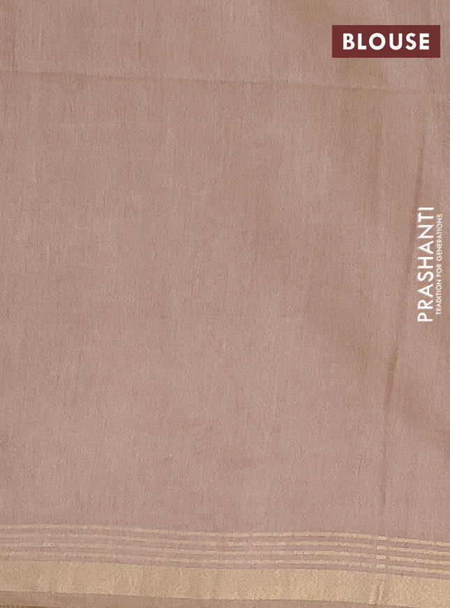 Semi bamboo saree black and sandal with stripes pattern and zari woven border