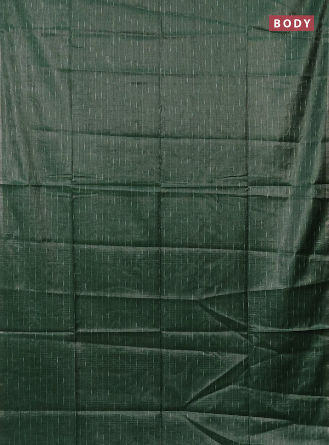 Semi bamboo tissue saree green with allover thread weaves in borderless style