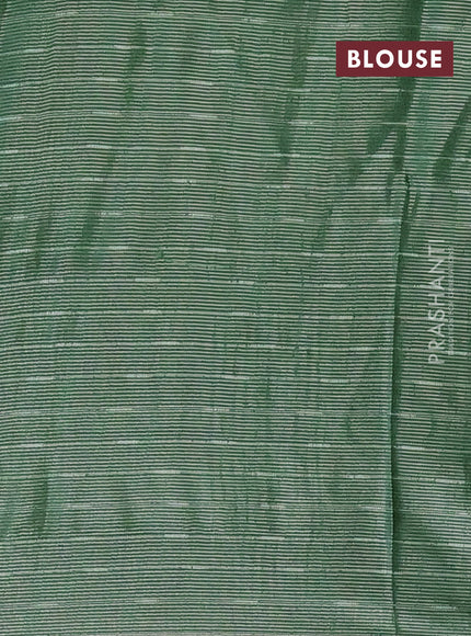 Semi bamboo tissue saree green with allover thread weaves in borderless style