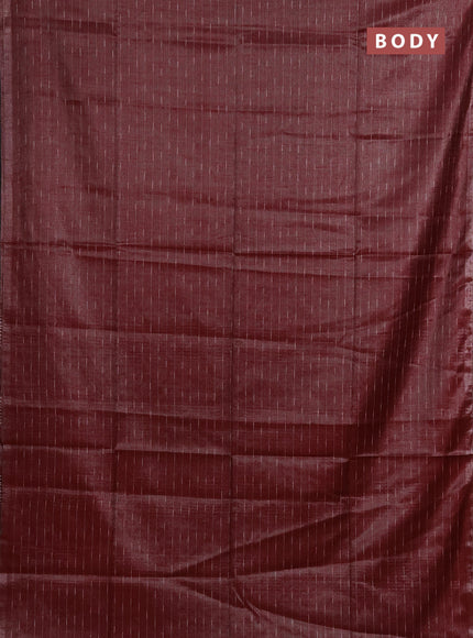 Semi bamboo tissue saree maroon with allover thread weaves in borderless style