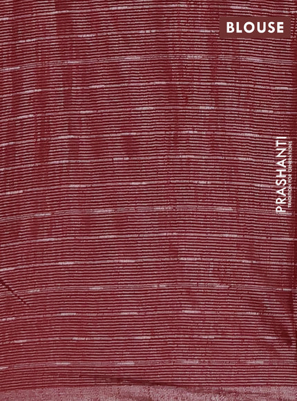Semi bamboo tissue saree maroon with allover thread weaves in borderless style