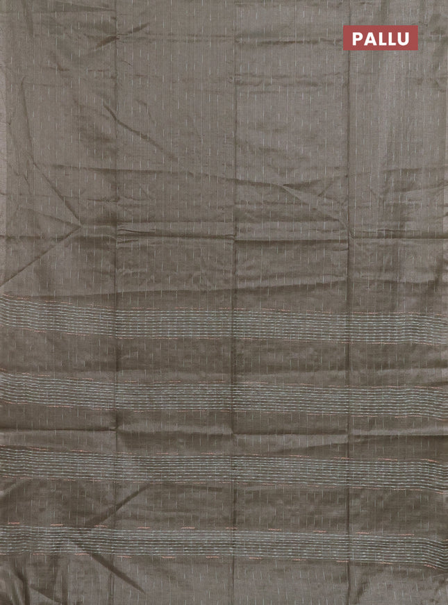 Semi bamboo tissue saree pastel green with allover thread weaves in borderless style