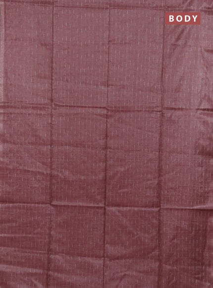 Semi bamboo tissue saree peach shade with allover thread weaves in borderless style