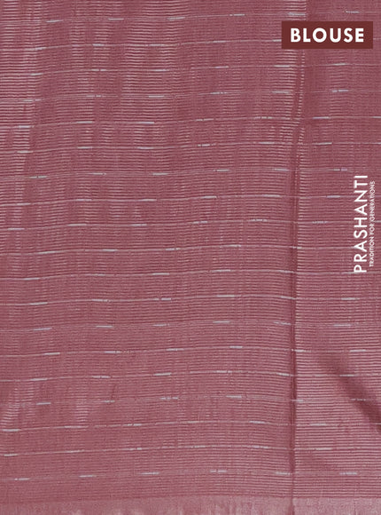 Semi bamboo tissue saree peach shade with allover thread weaves in borderless style