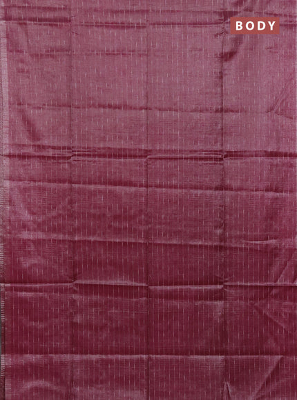Semi bamboo tissue saree magenta pink with allover thread weaves in borderless style