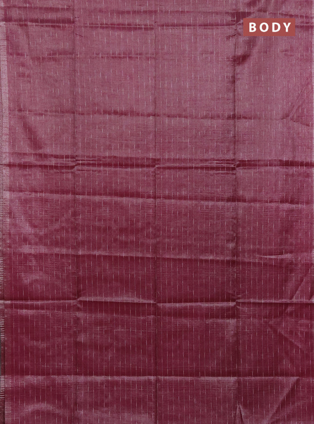 Semi bamboo tissue saree magenta pink with allover thread weaves in borderless style