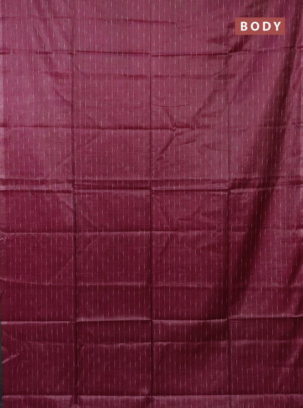 Semi bamboo tissue saree magenta pink with allover thread weaves in borderless style