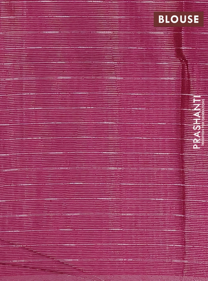 Semi bamboo tissue saree magenta pink with allover thread weaves in borderless style