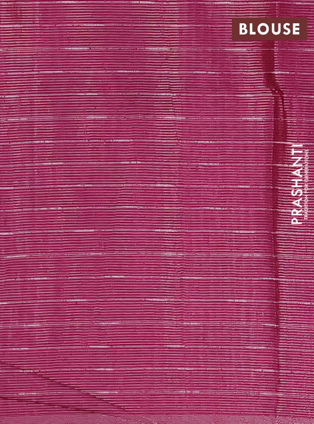 Semi bamboo tissue saree magenta pink with allover thread weaves in borderless style