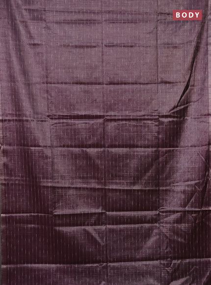 Semi bamboo tissue saree wine shade with allover thread weaves in borderless style