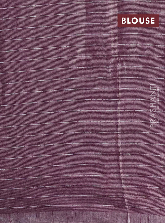 Semi bamboo tissue saree wine shade with allover thread weaves in borderless style