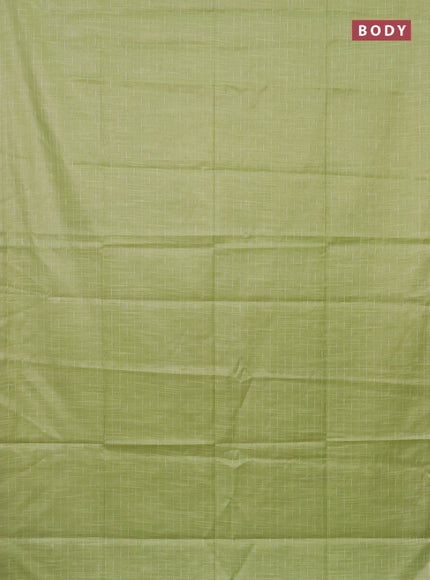 Semi bamboo tissue saree light green with allover thread weaves in borderless style