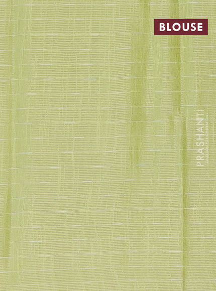 Semi bamboo tissue saree light green with allover thread weaves in borderless style