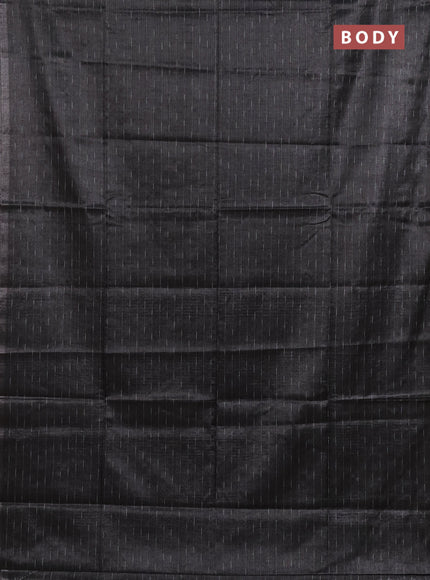 Semi bamboo tissue saree black with allover thread weaves in borderless style