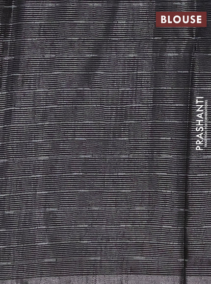 Semi bamboo tissue saree black with allover thread weaves in borderless style