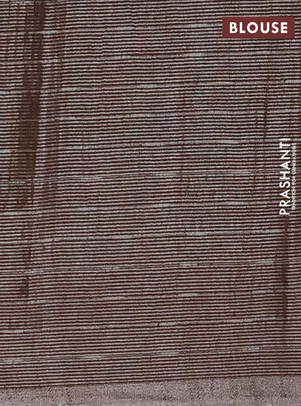 Semi bamboo tissue saree brown with allover thread weaves in borderless style