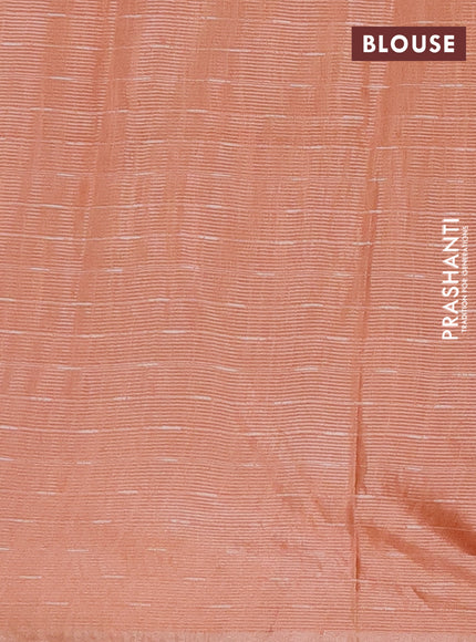 Semi bamboo tissue saree peach orange with allover thread weaves in borderless style