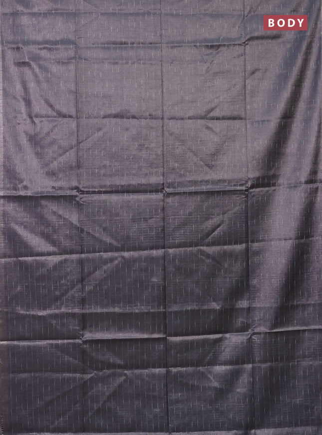 Semi bamboo tissue saree grey with allover thread weaves in borderless style