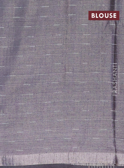 Semi bamboo tissue saree grey with allover thread weaves in borderless style