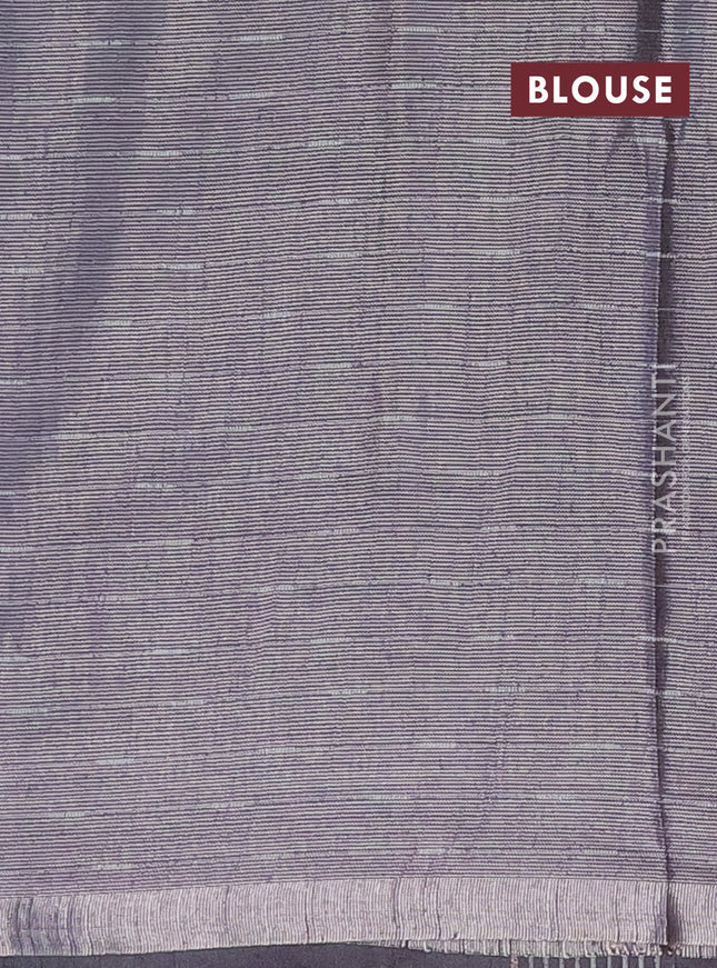 Semi bamboo tissue saree grey with allover thread weaves in borderless style