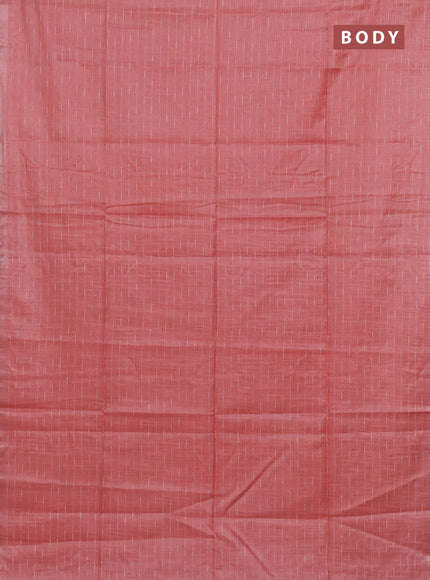 Semi bamboo tissue saree peach shade with allover thread weaves in borderless style