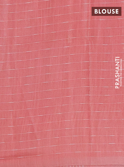 Semi bamboo tissue saree peach shade with allover thread weaves in borderless style