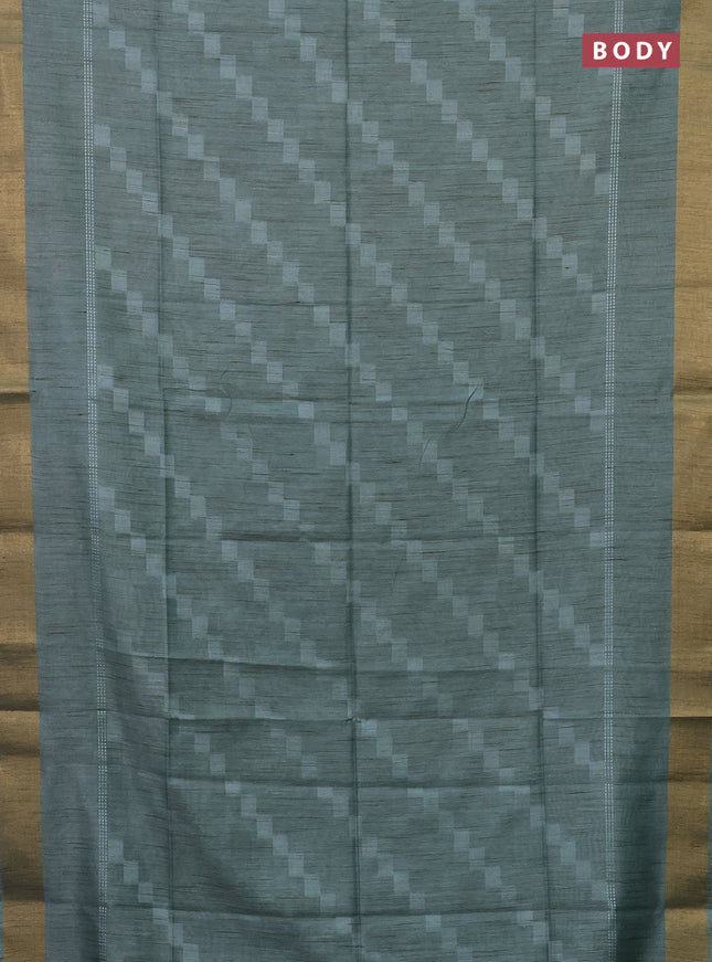 Semi bamboo saree pastel blue with thread weaves and zari woven border
