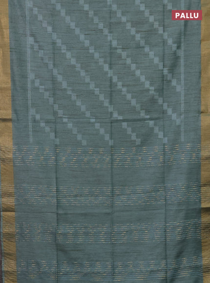 Semi bamboo saree pastel blue with thread weaves and zari woven border