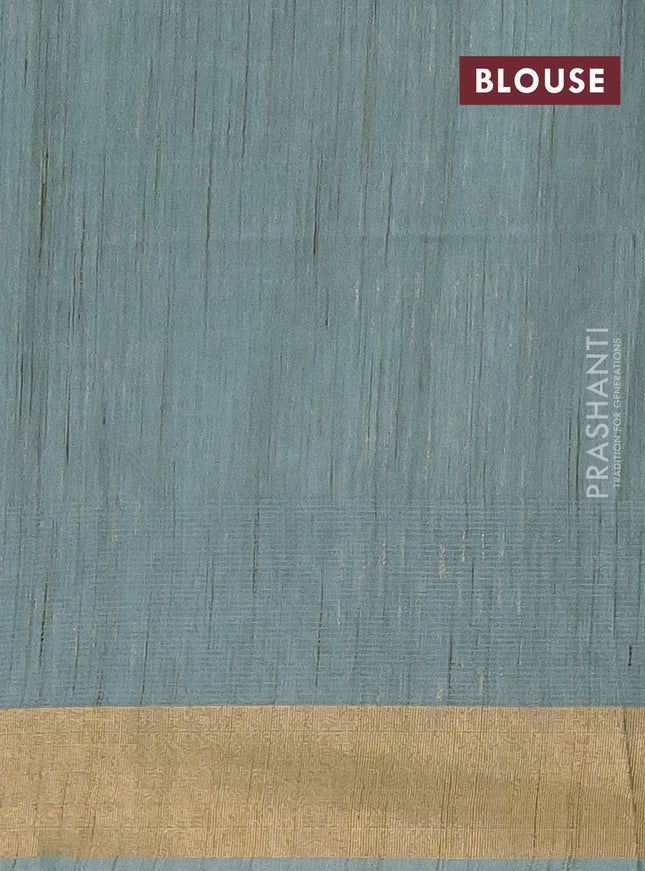 Semi bamboo saree pastel blue with thread weaves and zari woven border