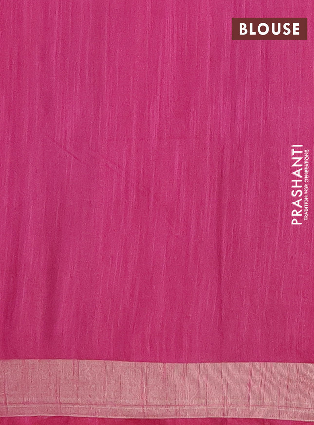 Semi bamboo saree magenta pink with thread weaves and zari woven border