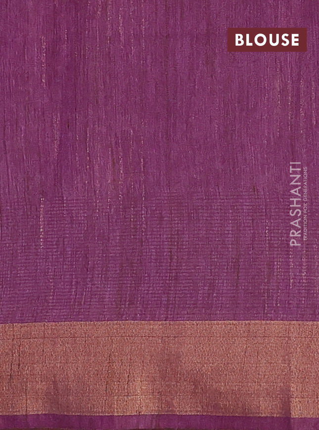Semi bamboo saree deep purple with thread weaves and zari woven border