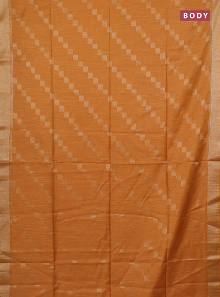 Semi bamboo saree mustard yellow with thread weaves and zari woven border