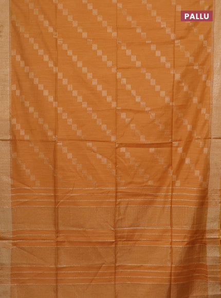 Semi bamboo saree mustard yellow with thread weaves and zari woven border