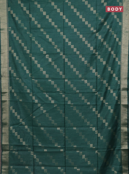 Semi bamboo saree green with zari weaves and zari woven border