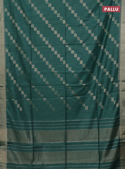Semi bamboo saree green with zari weaves and zari woven border