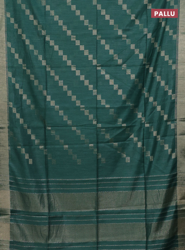 Semi bamboo saree green with zari weaves and zari woven border
