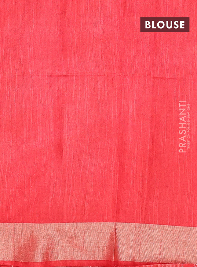 Semi bamboo saree red with zari weaves and zari woven border