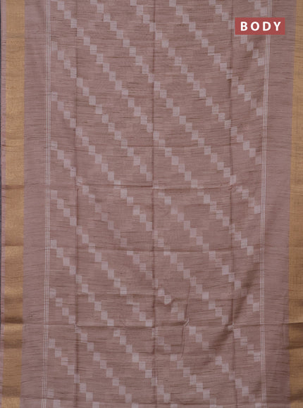 Semi bamboo saree beige with thread weaves and zari woven border