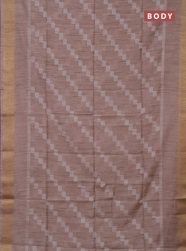 Semi bamboo saree beige with thread weaves and zari woven border