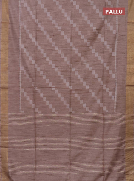 Semi bamboo saree beige with thread weaves and zari woven border