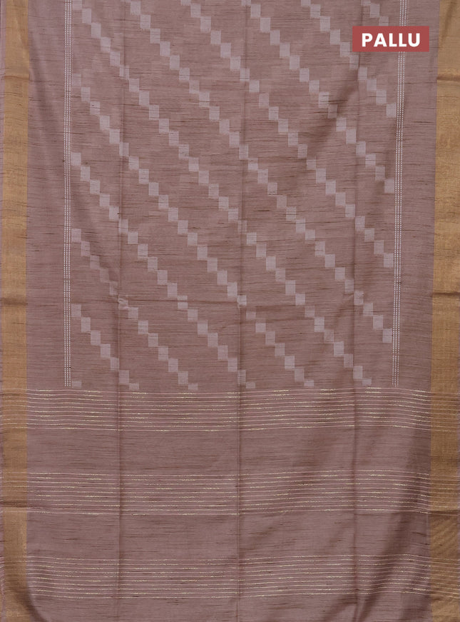 Semi bamboo saree beige with thread weaves and zari woven border