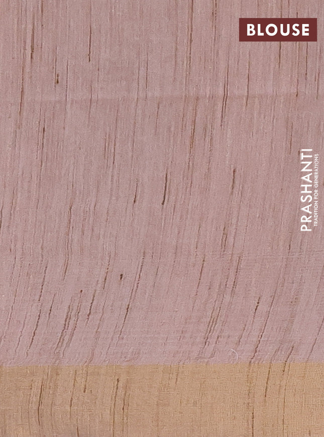 Semi bamboo saree beige with thread weaves and zari woven border