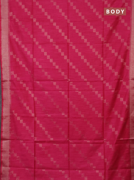 Semi bamboo saree pink with zari weaves and zari woven border
